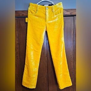 Bottega Veneta Chenille Pants in Dandelion Yellow Resort 2022 Shiny Straight Leg